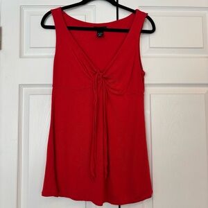 90s Y2K New York & Company Red Tie-Front Camisole